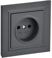 BRITE Розетка 1-местная без заземления без защитных шторок 10А в сб. РСР10-1-0-БрГ графит IEK