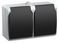 FORS Розетка 2-местная с заземлением для открытой установки 16А IP54 РСб22-3-ФСр серый IEK