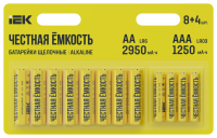 Батарейка щелочная Alkaline LR6/AA+LR03/AAA (8+4шт/блистер) IEK