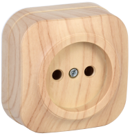 GLORY Розетка 1-местная для открытой установки без заземления без защитных шторок 10А РС20-2-ХС сосна IEK