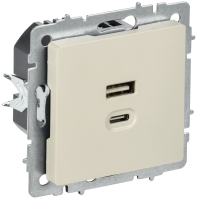 BRITE Розетка USB A+C 45Вт высокоскоростная зарядка РЮ11-2-БрКр бежевый IEK