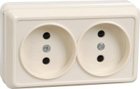 OKTAVA Розетка 2-местная без заземления для открытой установки 10А РС22-2-ОКм кремовый GENERICA